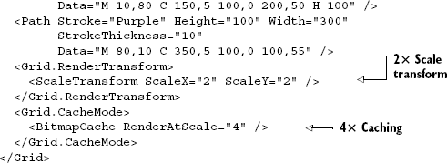 Caching at a size larger than the default (XAML)