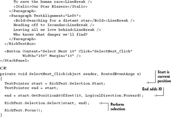 Programmatically selecting text in the RichTextBox