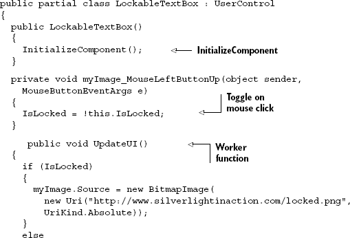 The LockableTextBox class definition (C#)