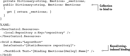 Binding to a specific element in a collection, using a numeric index