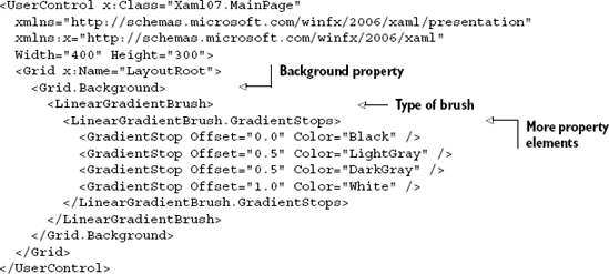 A more complex example of the property element syntax