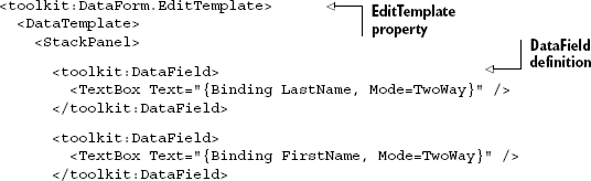 Wrapping the controls in an edit template