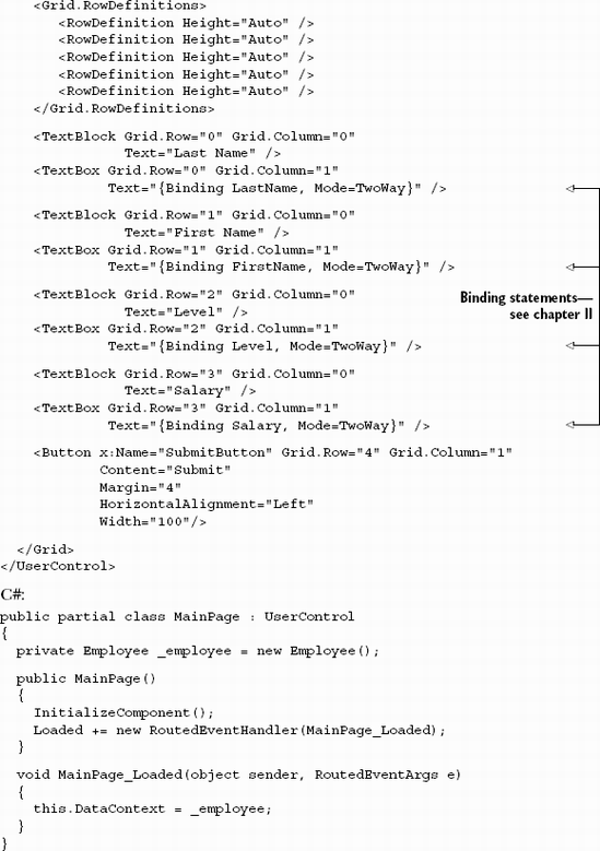 User interface XAML and code-behind to use for validation examples