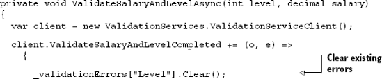 ValidateSalaryAndLevelAsync in the Employee class