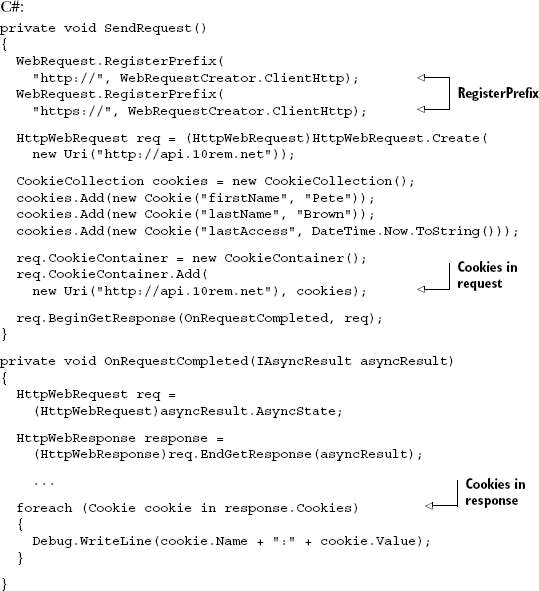 Using the CookieContainer with a request and response