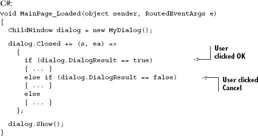 Displaying a Childwindow and capturing the DialogResult