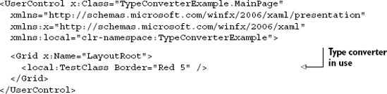 XAML showing the custom Border type converter in use