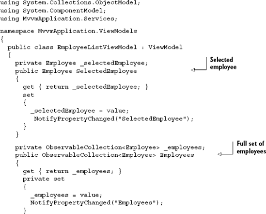 EmployeeListViewModel implementation