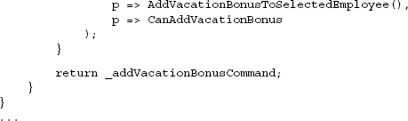 Surfacing the vacation bonus functionality as an ICommand