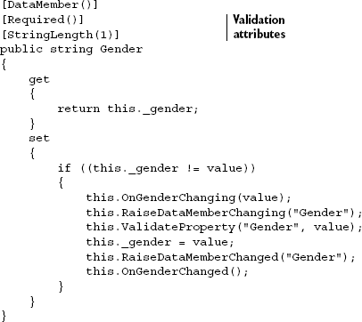 The generated client-side Employee Entity property Gender