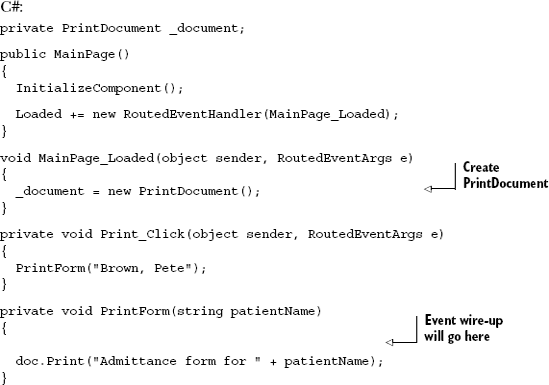 Using the Print method and specifying a document name