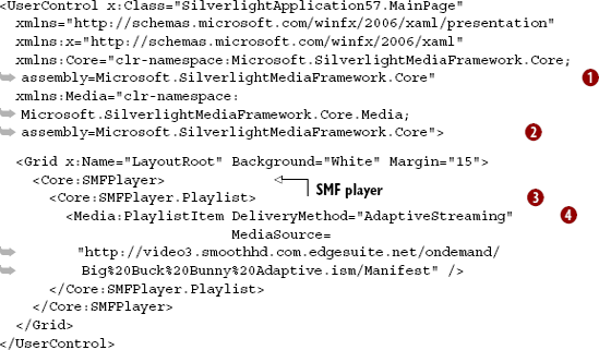 Instantiating the SMF Player from XAML