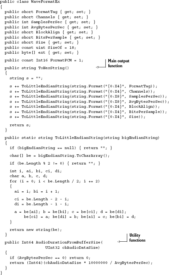 A simplified WaveFormatEx structure