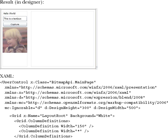 MainPage.xaml for the WriteableBitmap examples