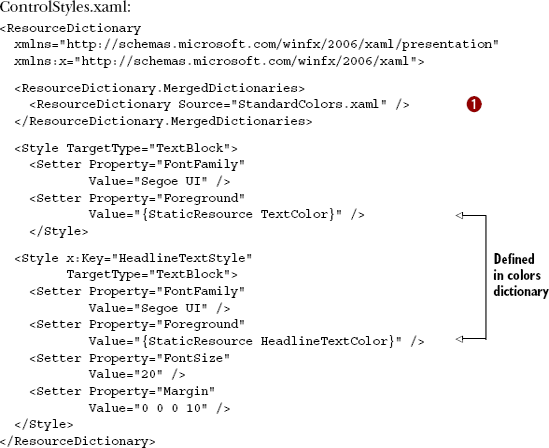 Merging resource dictionaries—control styles dictionary