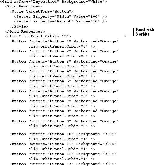 Using the OrbitPanel from XAML