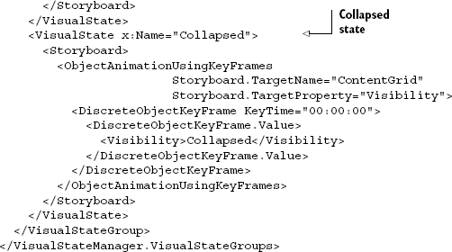 Visual states in the control template