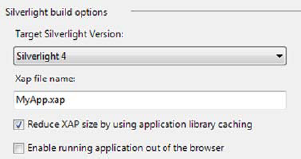 Setting the assembly caching option via the project property pages for the Silverlight project