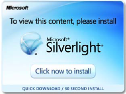 The default Silverlight installation badge displayed when the user doesn't have the required Silverlight version installed.