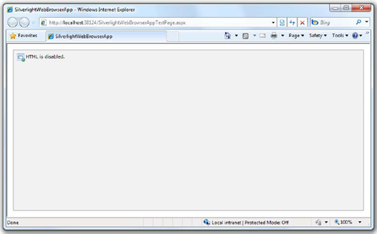 When running in the browser, HTML hosting features are disabled. This example shows the WebBrowser control.