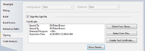 Signing options in Visual Studio 2010