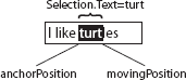 RichTextBox selection information, assuming the user selected left to right, starting with the first T in "turtles"