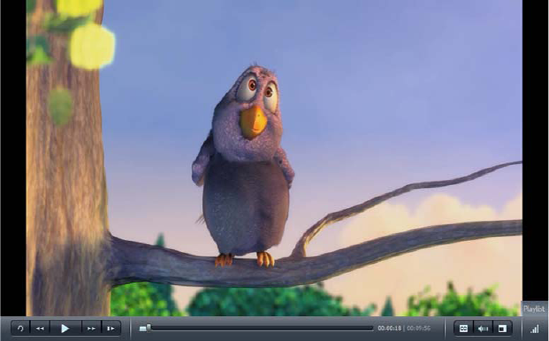 The default SMF media player with Big Buck Bunny, an IIS Smooth Streaming video, loaded