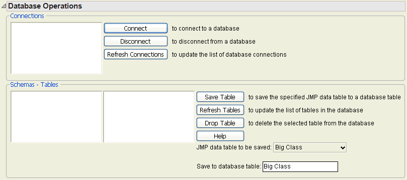 The Database Save Table Window