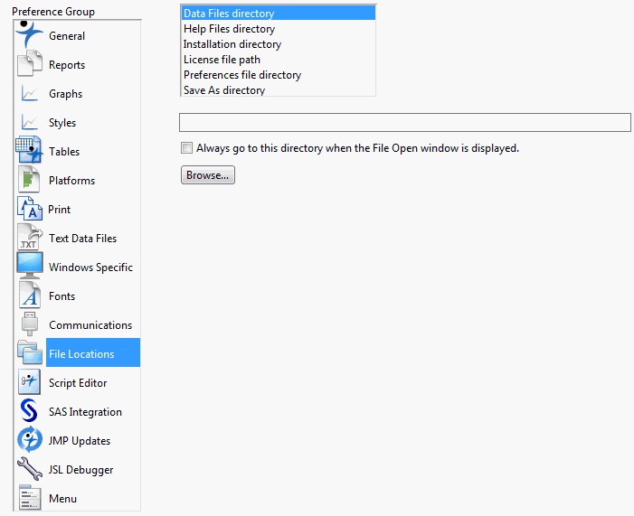 File Locations Preferences