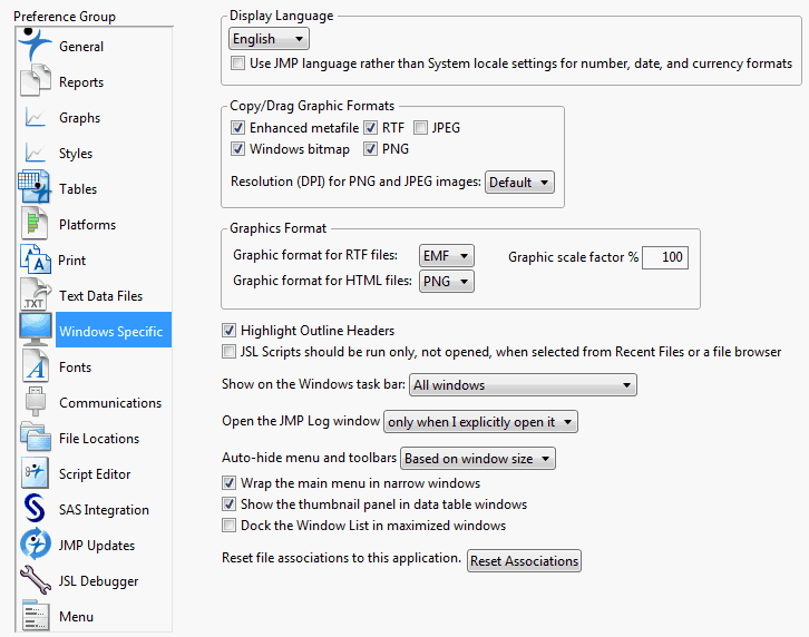 Windows Specific Preferences