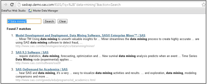 Display 2.15: Partial Screen Capture of the Query Interface Displaying Search Results