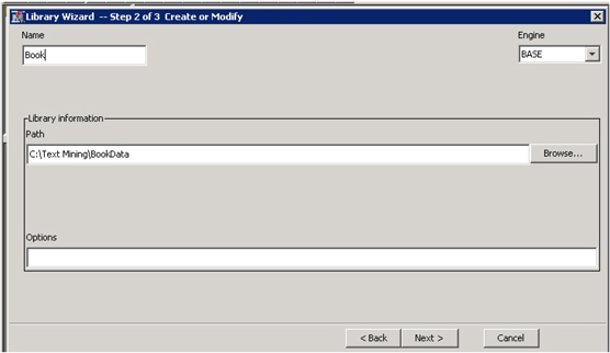 Display 3.6: SAS Enterprise Miner Library Wizard—Step 2