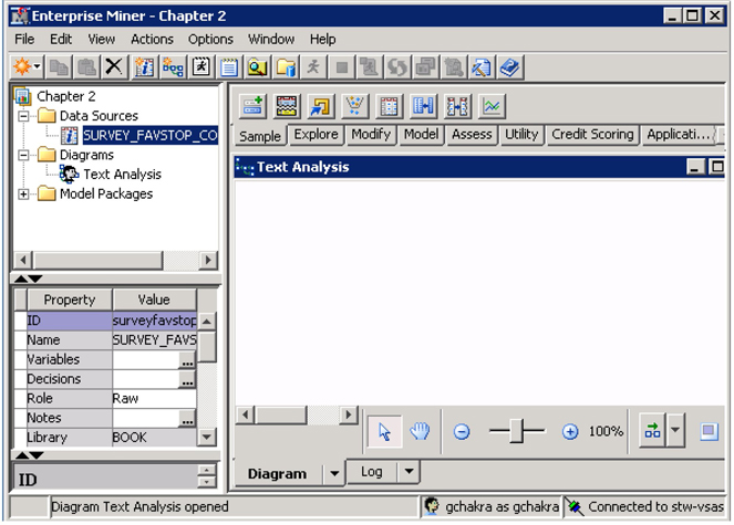 Display 3.10: SAS Enterprise Miner Text Analysis Diagram