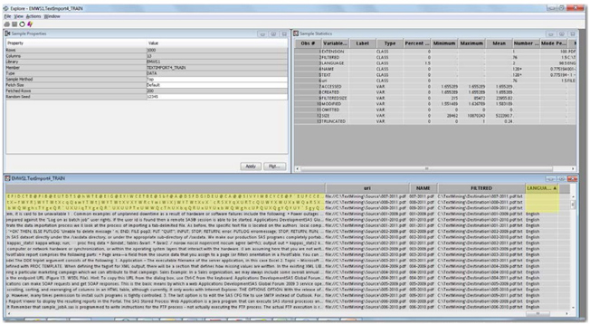 Display 3.17: Explore Window of the Exported Data Set from the Text Import Node 