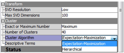 Display 6.4: Text Cluster Node Properties Panel