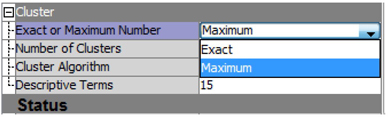 Display 6.5: Cluster Technique Property Settings