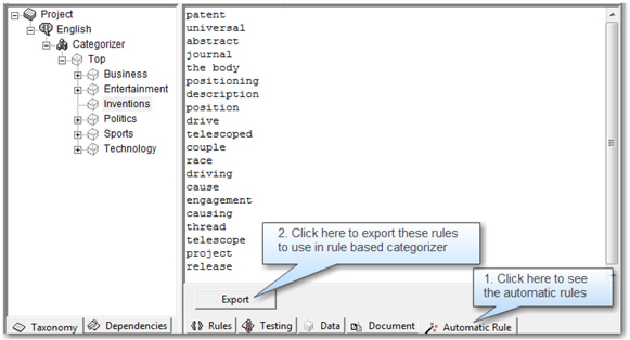 Display 7.10: Example Showing Terms Derived by the Automatic Rule Generation Feature