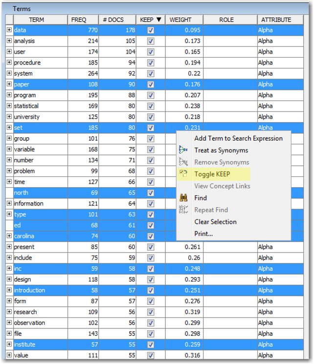 Display C1.7 Terms window from Interactive filter viewer