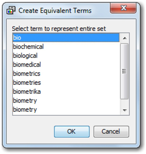 Display C1.9 Window to select parent synonym term