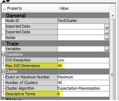 Display C3.5 Text cluster node property panel