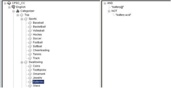 Display C4.14: Partial screen capture of categories and topical sub-categories