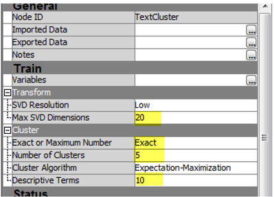 Display C5.5 Text Cluster node property panel