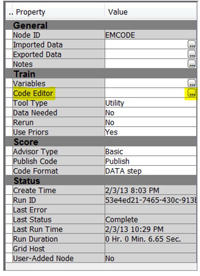 Display C6.22. SAS Code node property panel