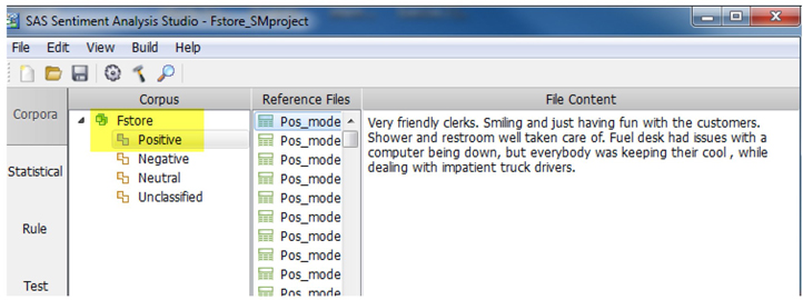 Display C6.25. Sentiment Analysis Corpus view panel (Positive)Q