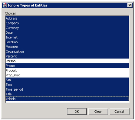 Display C9.4 Ignore types of entities window