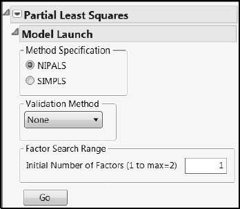 Figure 4.18: Partial Least Squares Model Launch Settings