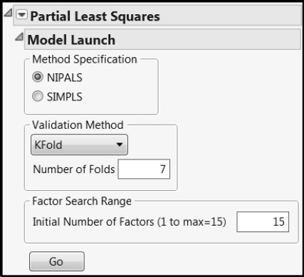 Figure 6.12: PLS Model Launch Control Panel