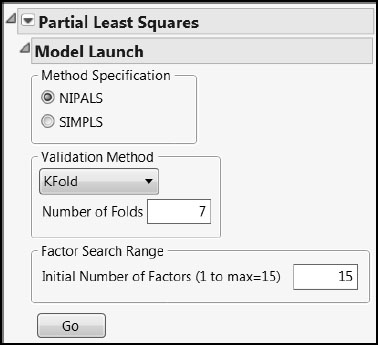 Figure 7.16: PLS Model Launch Control Panel