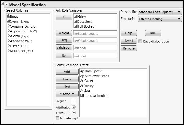 Figure 8.28: Fit Model Window for Multiple Linear Regression Model