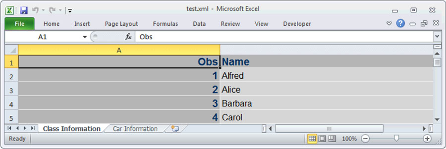 Figure 7.8: Worksheet names in TAGSETS.EXCELXP